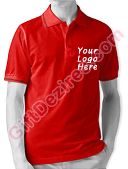 Designer Red and Black Color Polo Logo T Shirt